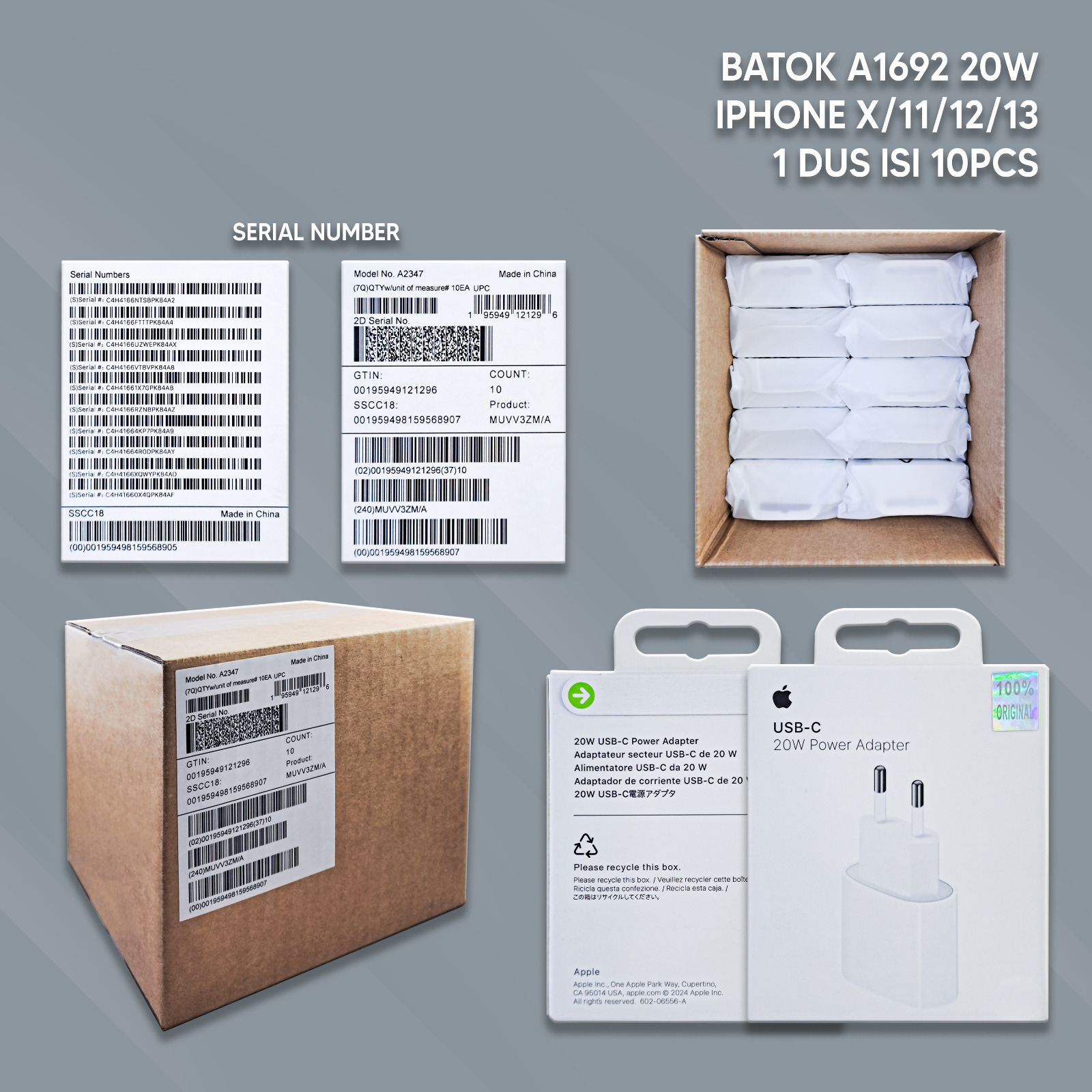 PP IMPORT BATOK VV A1692/A2347 IPHONE X/11/12/13 FC WHITE 1DUS 10PCS