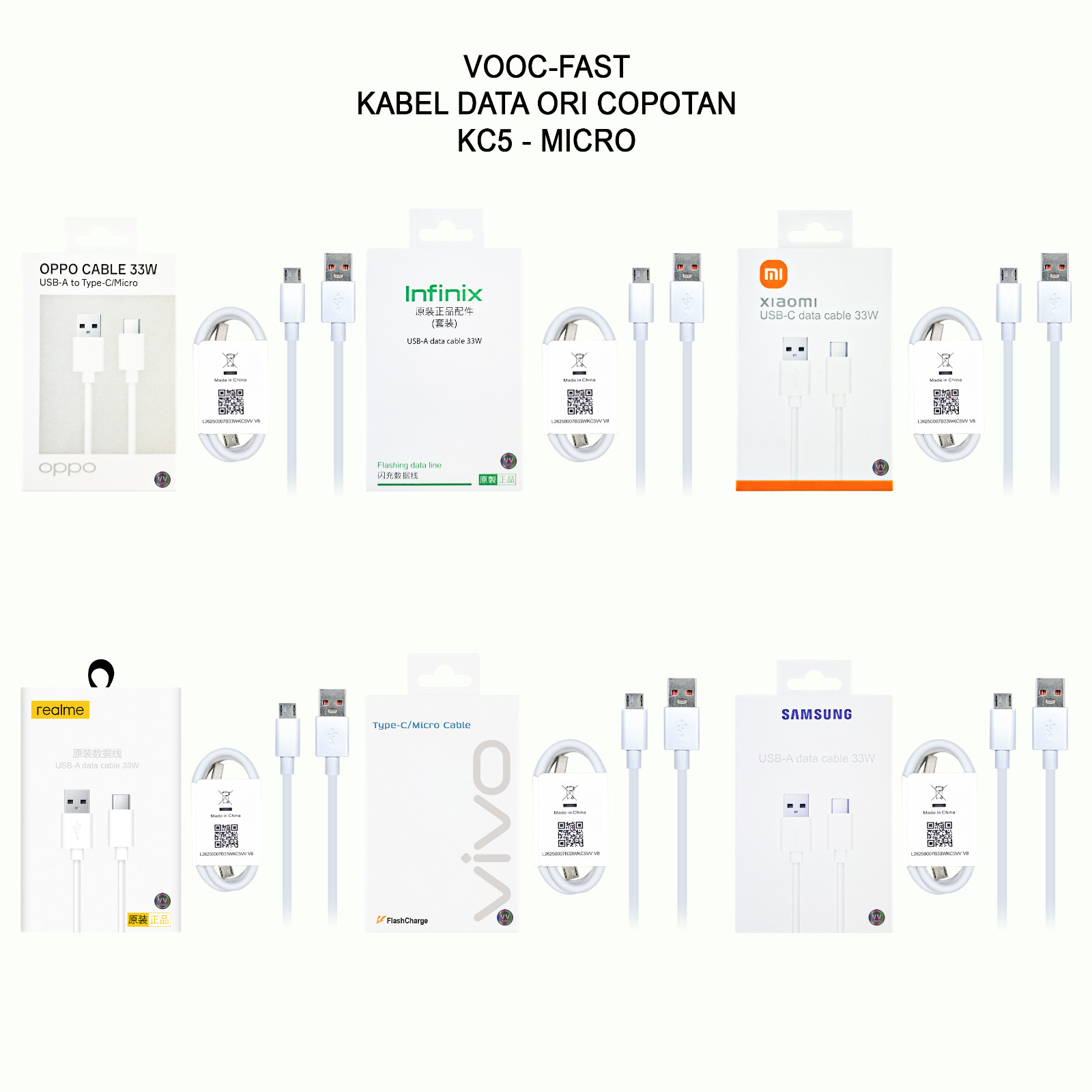 PP KD VV OPPO ORI 33W KC5 V8 WHITE ORI COPOTAN
