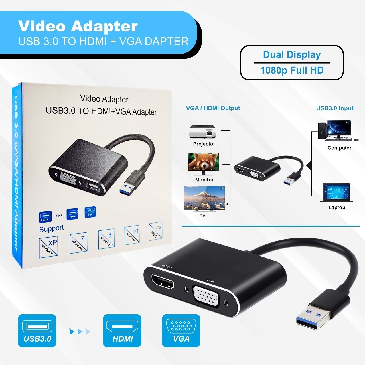 PP IMPORT ADAPTOR USB TO HDMI VGA